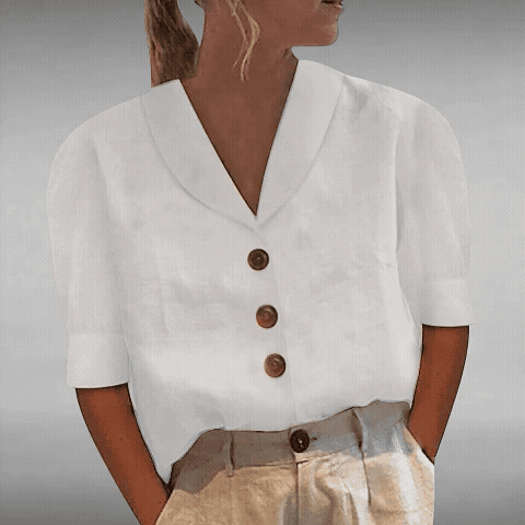 Isabella™ | Airy linen blouse with button closure
