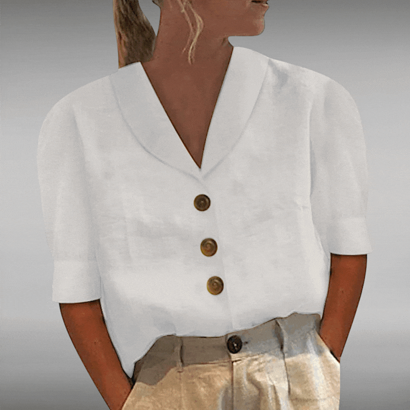 Isabella™ | Airy linen blouse with button closure