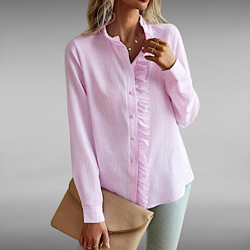 Augusta™ | Elegant Pleated Shirt with Long Sleeves