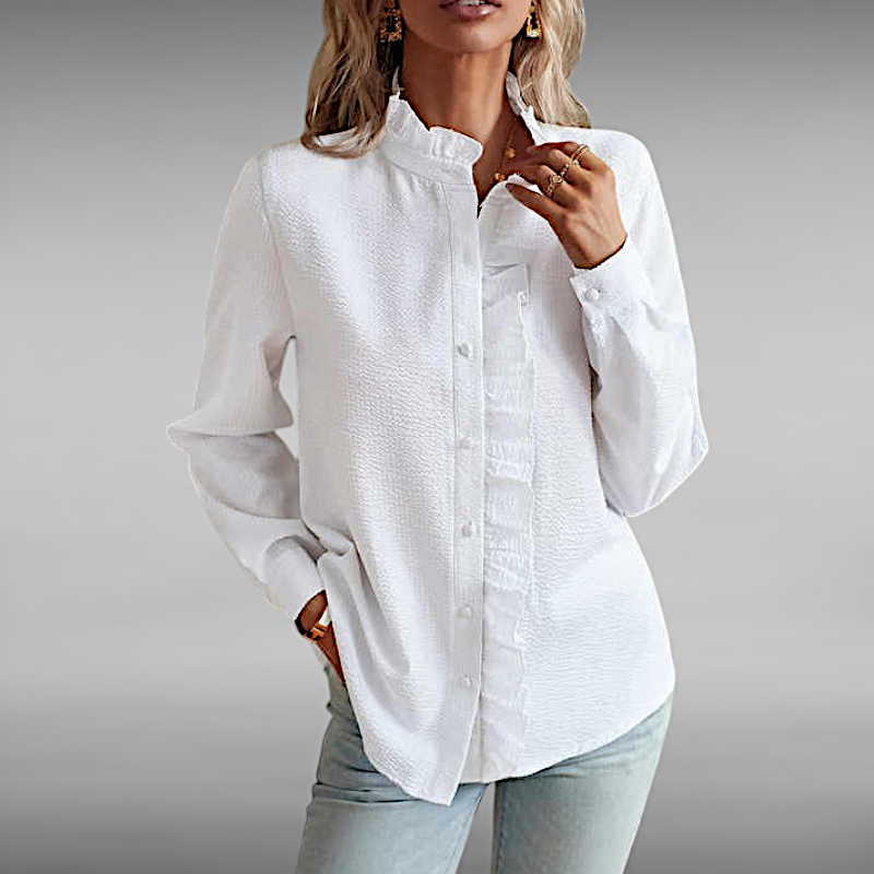 Augusta™ | Elegant Pleated Shirt with Long Sleeves