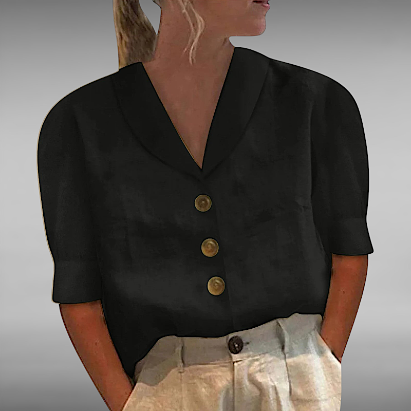 Isabella™ | Airy linen blouse with button closure
