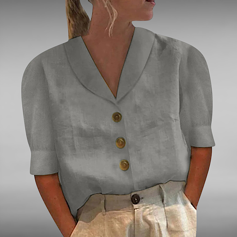 Isabella™ | Airy linen blouse with button closure