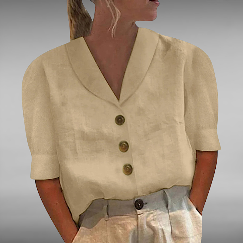 Isabella™ | Airy linen blouse with button closure