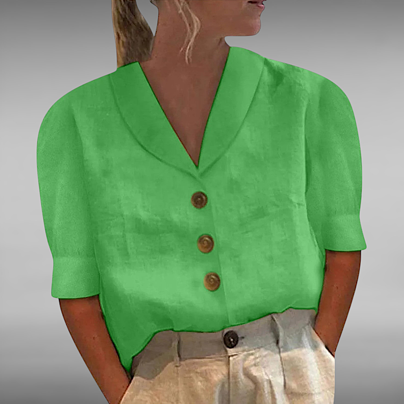 Isabella™ | Airy linen blouse with button closure