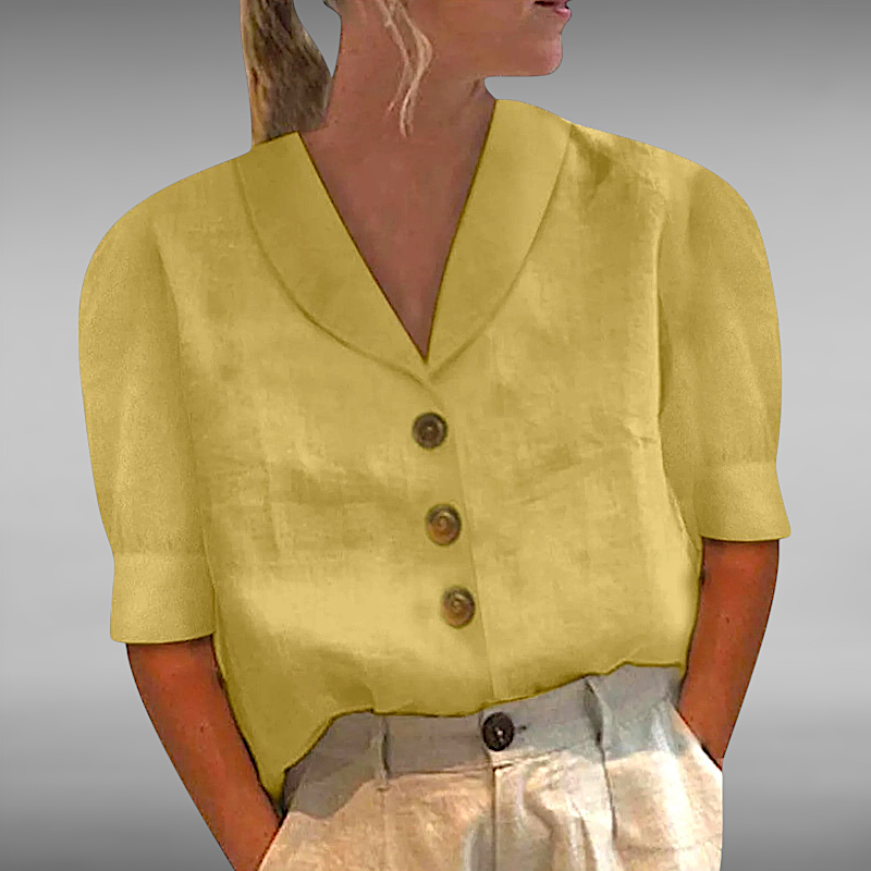 Isabella™ | Airy linen blouse with button closure