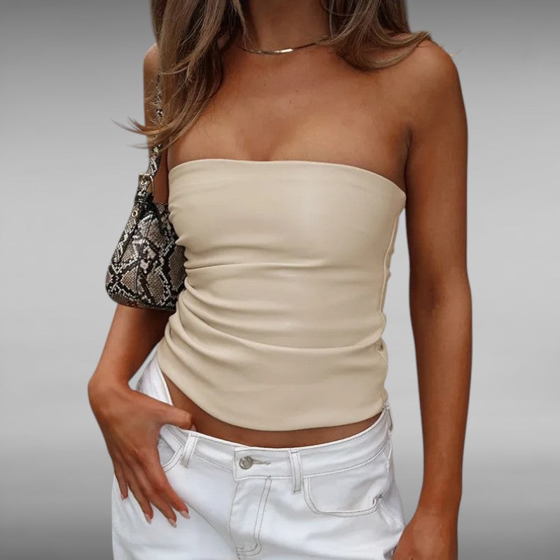 Eva™ | Stroppeløs Lærlook‑Topp
