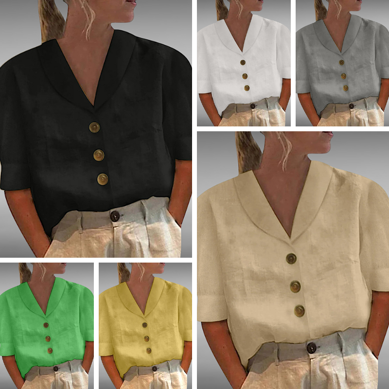 Isabella™ | Airy linen blouse with button closure
