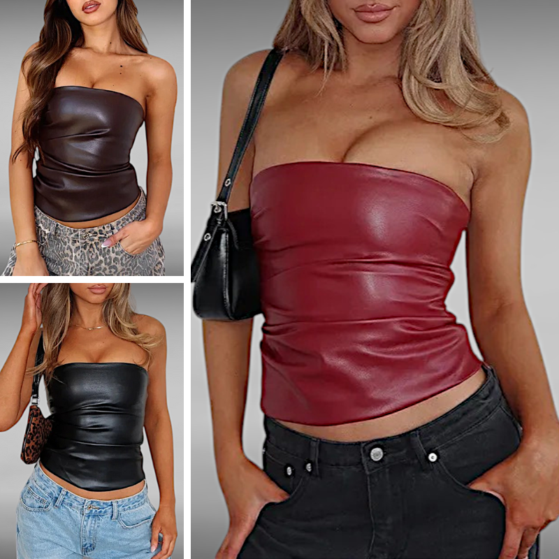 Eva™ | Strapless Leather Look Top