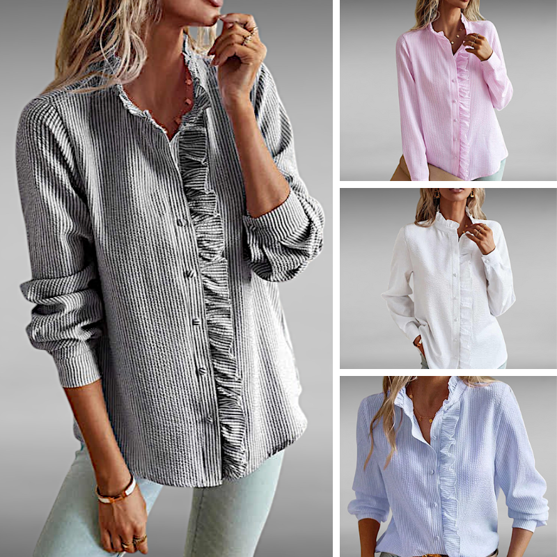 Augusta™ | Elegant Pleated Shirt with Long Sleeves