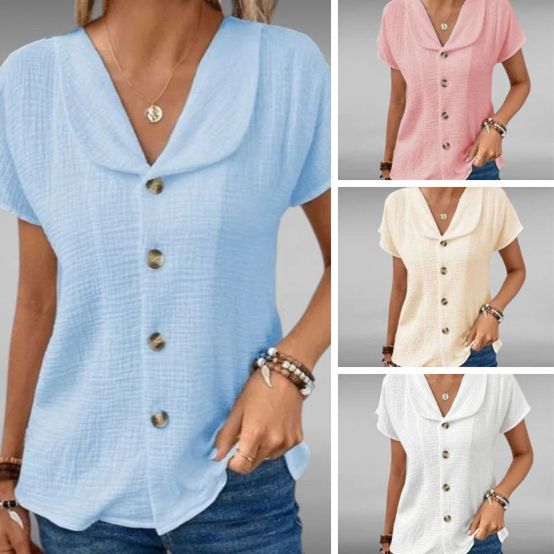 Isabella™ | Luftig Linbluse med Knappelukking