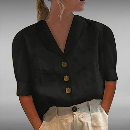 Isabella™ | Airy linen blouse with button closure