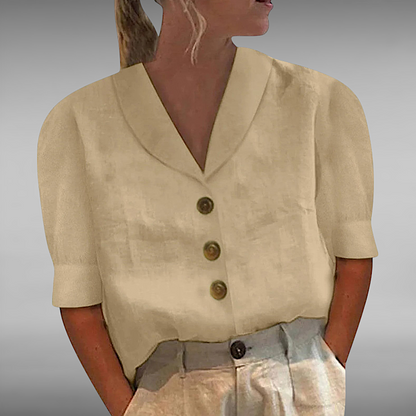Isabella™ | Airy linen blouse with button closure