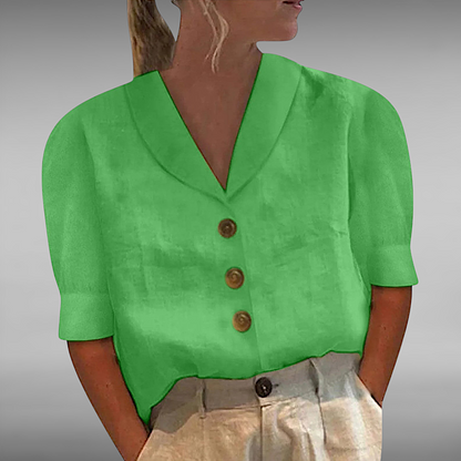 Isabella™ | Airy linen blouse with button closure