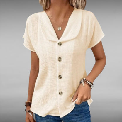 Isabella™ | Luftig Linbluse med Knappelukking